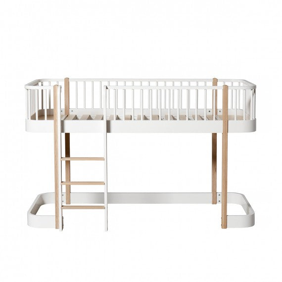 Letto a Soppalco Basso Wood Oliver Furniture- 2 Varianti Colore - Decochic