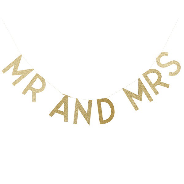 Ghirlanda Glitter Oro Mr & Mrs - Decochic