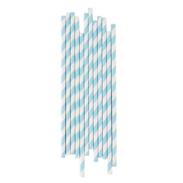 Neel Blue Cannucce di carta usa e getta, confezione da 100, cannucce a righe bianche e nere, cannucce per feste, decorazioni per compleanni, matrimoni, Natale, feste, decorazioni fai da te
