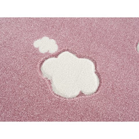 Tappeto Stanza per Bambina Rosa a Nuvole Bianche - Decochic