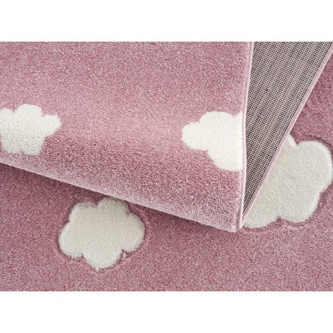 Tappeto Stanza per Bambina Rosa a Nuvole Bianche - Decochic