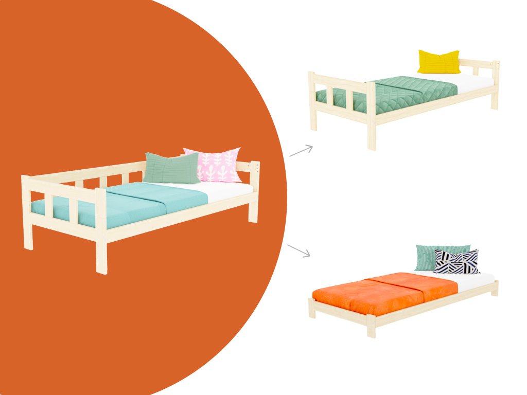 Letto Singolo con sbarra FENCE Benlemi -Più Colori e Misure Disponibili - Decochic