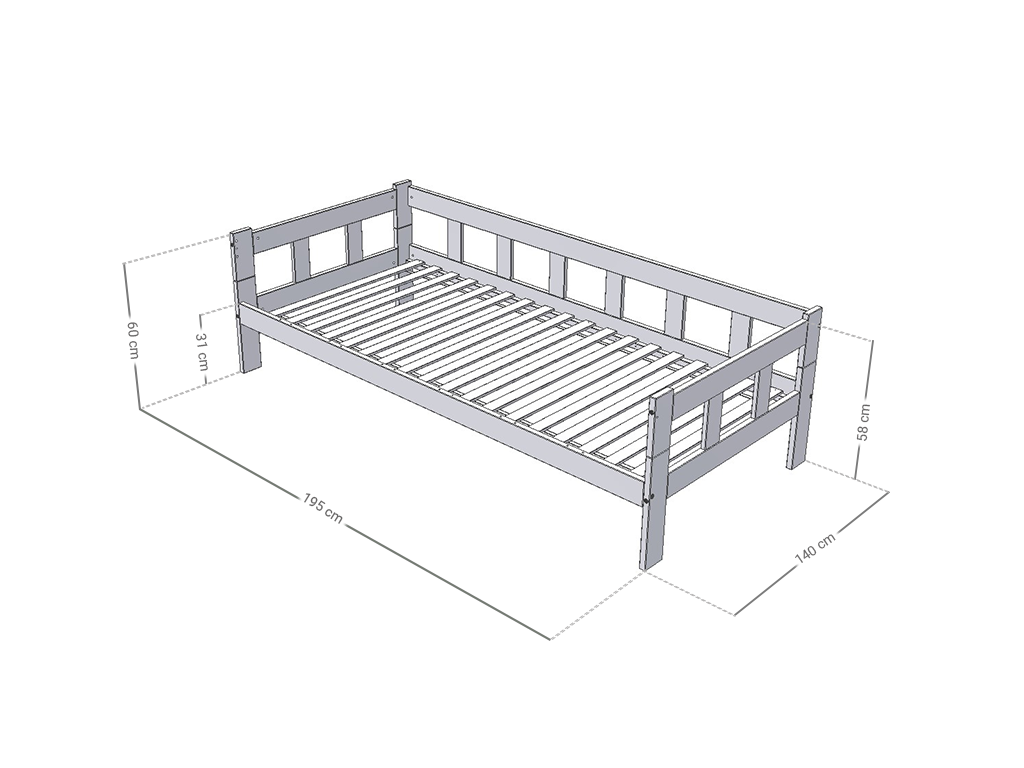 Letto Singolo con sbarra FENCE Benlemi -Più Colori e Misure Disponibili - Decochic