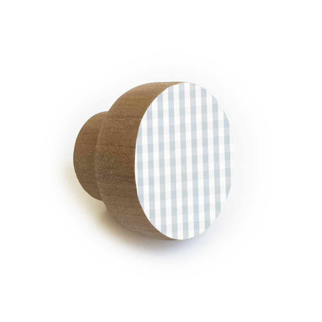 Pomello in Legno con Disegno Gingham in Rilievo - Più Colori Disponibili - Decochic