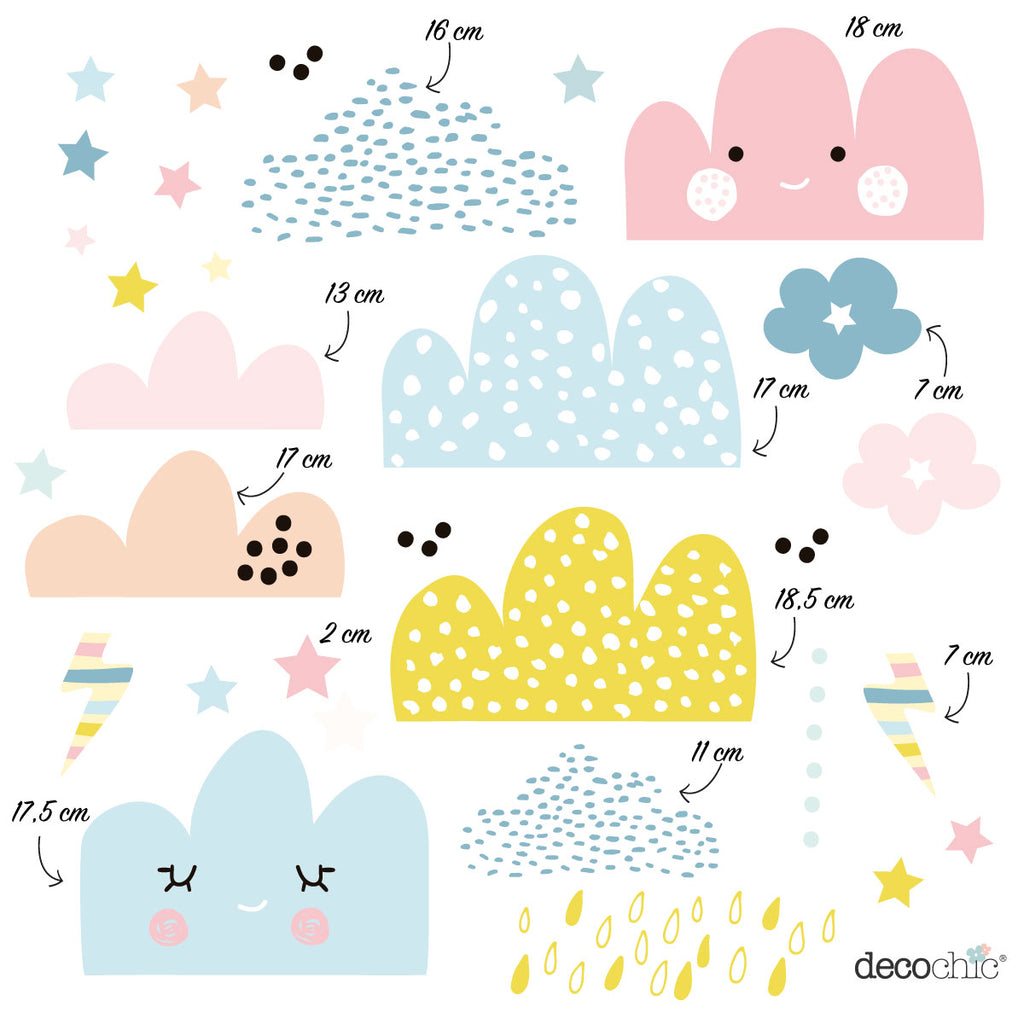 Sticker Adesivi Clouds - Più Varianti di Colore Disponibili - Decochic