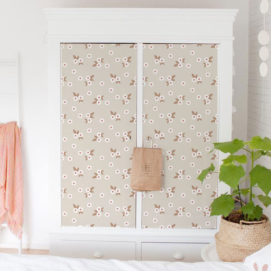 Carta Adesiva Beige Floral - Decochic