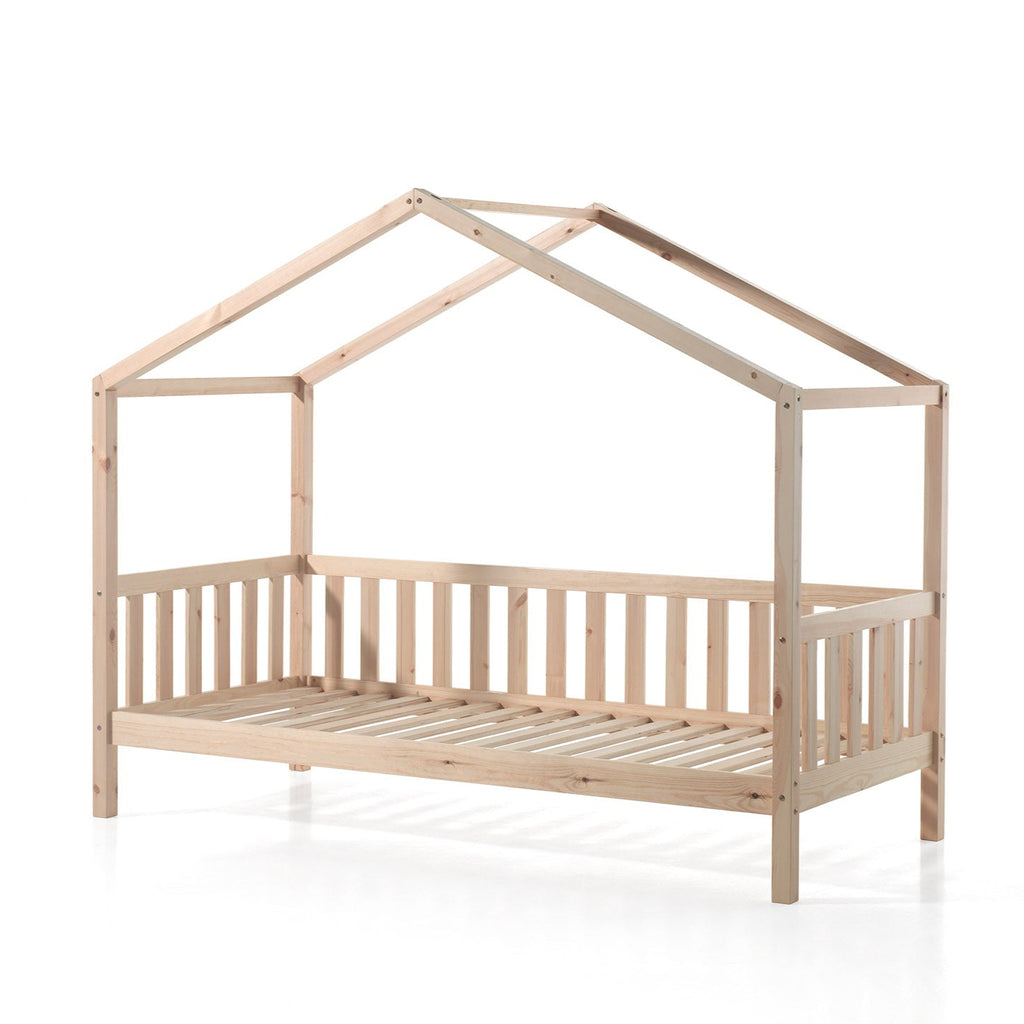 Letto a Capanna con Sponde Dallas Vipack 90x200 Legno Naturale - Decochic