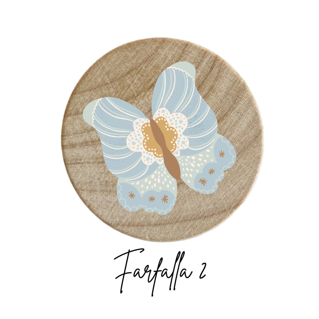 Pomello in Legno con Disegno Butterfly Bush in Rilievo - Più Disegni Disponibili - Decochic