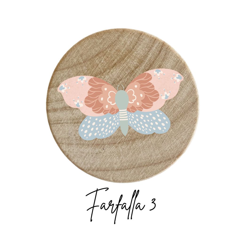 Pomello in Legno con Disegno Butterfly Bush in Rilievo - Più Disegni Disponibili - Decochic