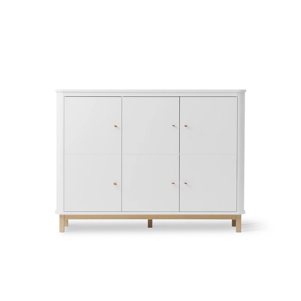 Armadio Multi Cupboard con 3 Ante Bianco e Legno Wood Oliver Furniture - Decochic