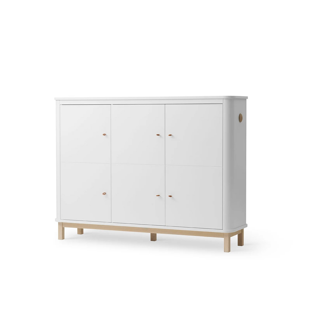 Armadio Multi Cupboard con 3 Ante Bianco e Legno Wood Oliver Furniture - Decochic