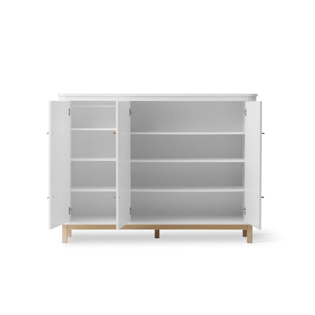 Armadio Multi Cupboard con 3 Ante Bianco e Legno Wood Oliver Furniture - Decochic