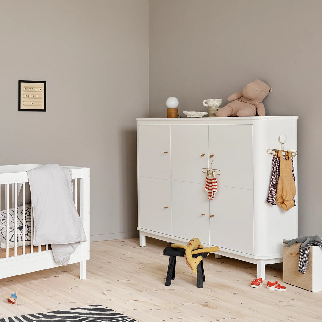 Armadio Multi Cupboard con 3 Ante Bianco Wood Oliver Furniture - Decochic