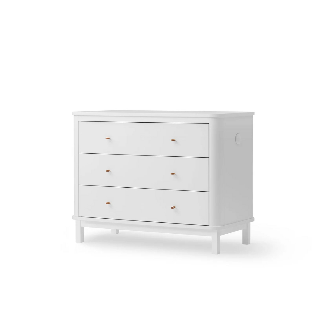 Cassettiera Wood 3 cassetti Bianco Oliver Furniture (Barriera Opzionale) - Decochic