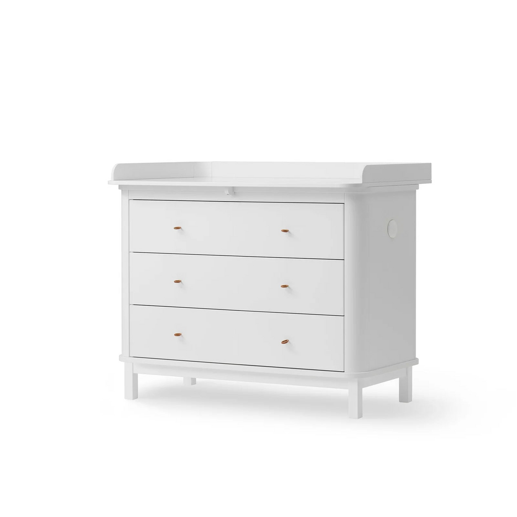 Cassettiera Wood 3 cassetti Bianco Oliver Furniture (Barriera Opzionale) - Decochic
