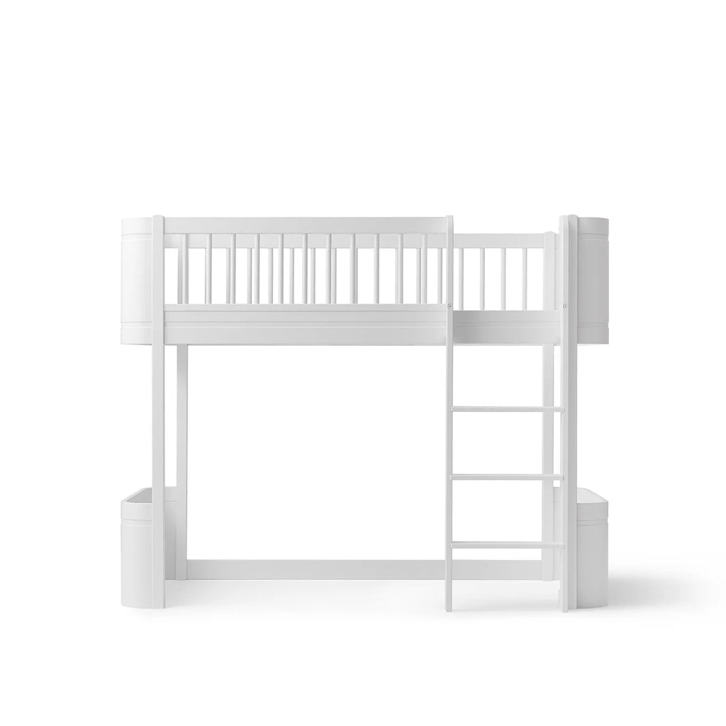 Letto a Soppalco Basso Wood Mini + Low Loft Bed Bianco Oliver Furniture - Decochic