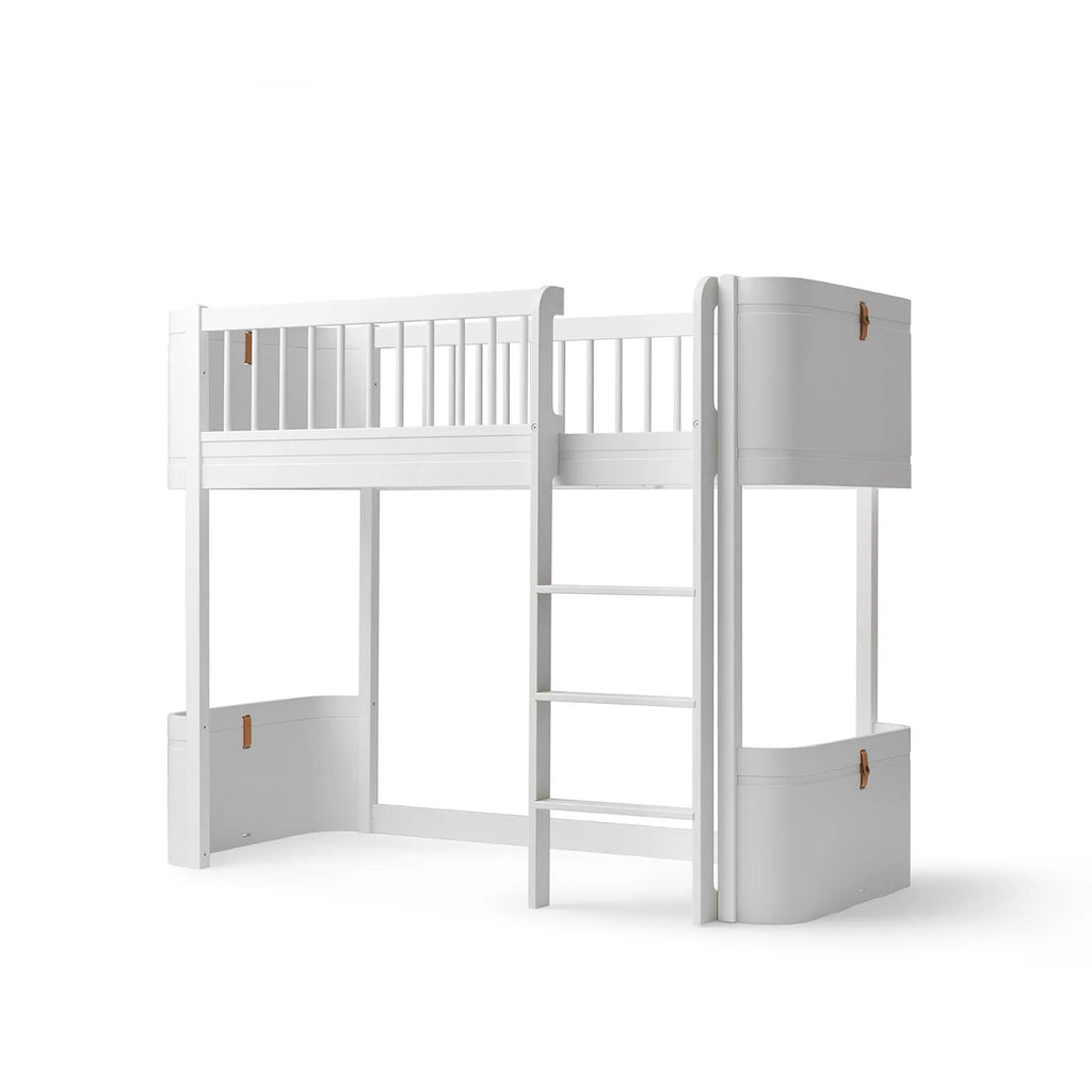 Letto a Soppalco Basso Wood Mini + Low Loft Bed Bianco Oliver Furniture - Decochic