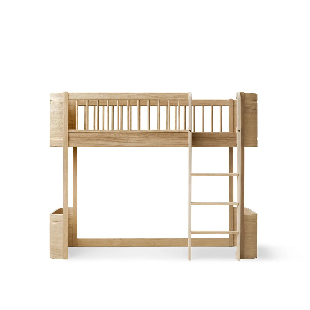 Letto a Soppalco Basso Wood Mini + Low Loft Bed Quercia Oliver Furniture - Decochic
