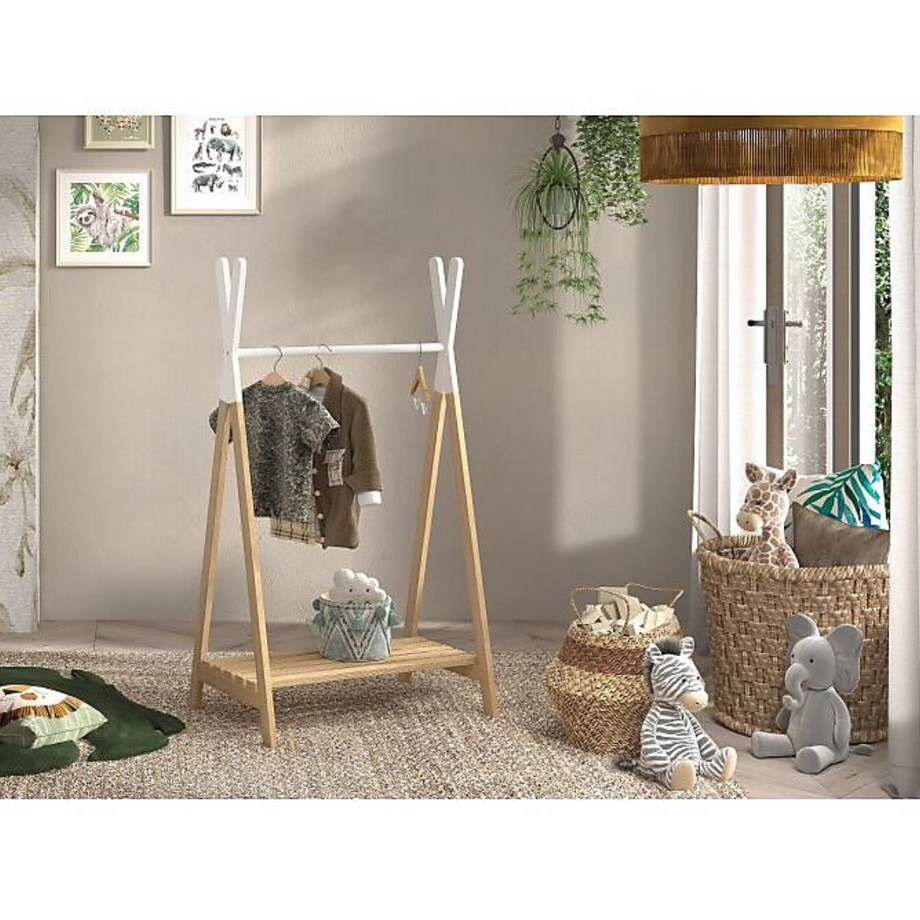 Appendiabiti per Bambini, Stand Guardaroba a Giorno per la Cameretta, MDF e Legno, 99x64,5x42,5 cm, Bianco, Relaxdays | Leroy Merlin Appendiabiti per Bambini, Stand Guardaroba a Giorno per la Cameretta, MDF e Legno, 99x64,5x42,5 cm, Bianco, Relaxdays | Leroy Merlin