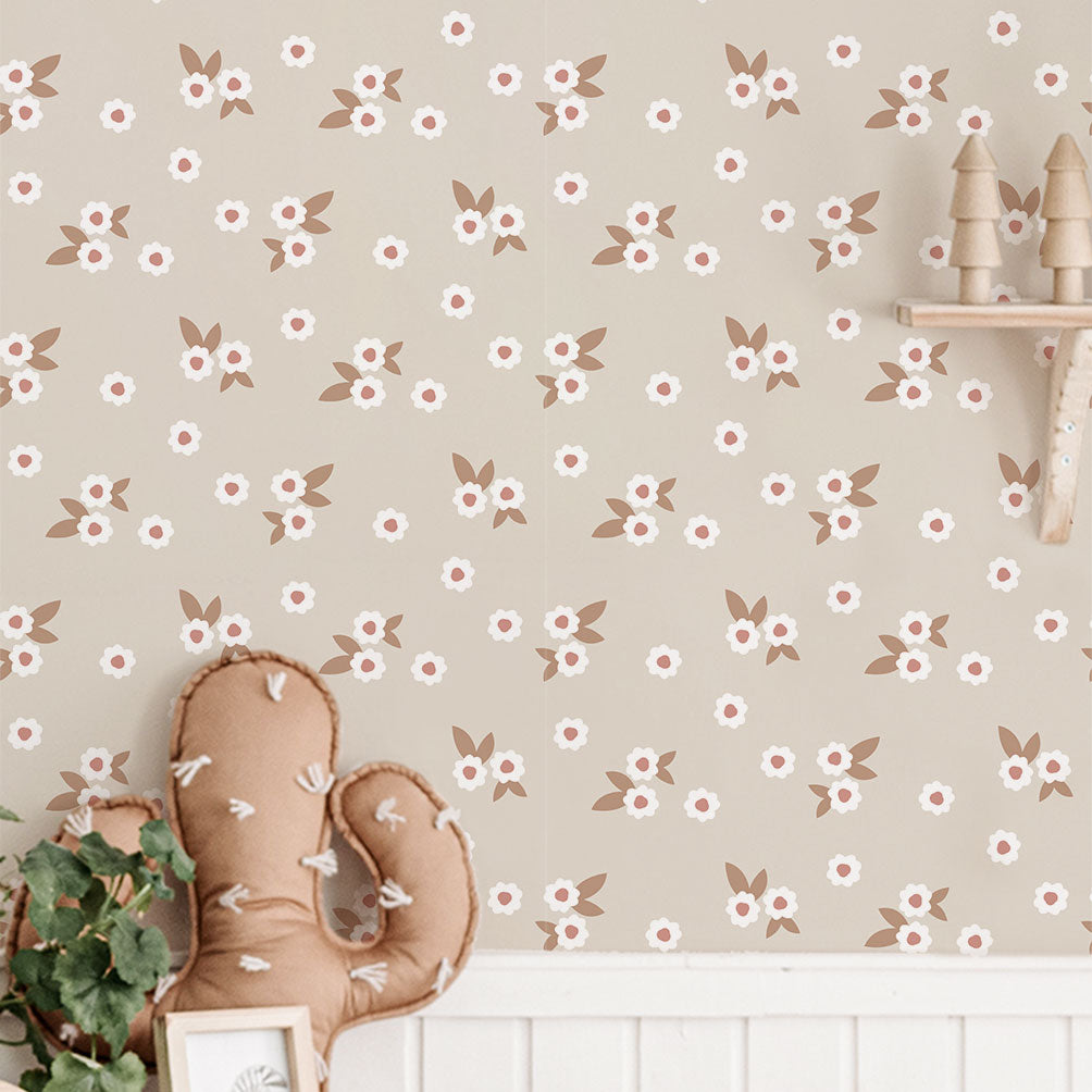 Carta Adesiva Beige Floral - Decochic