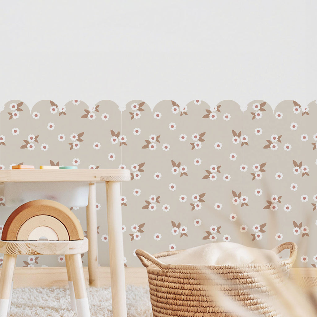 Sticker Scallop Beige Floral - Più Dimensioni Disponibili - Decochic
