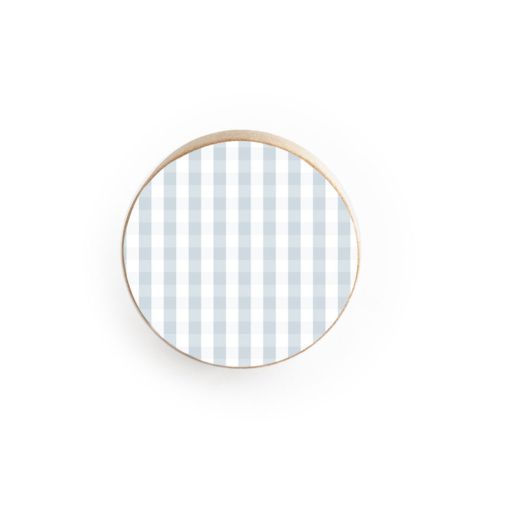 Pomello in Legno con Disegno Gingham in Rilievo - Più Colori Disponibili - Decochic
