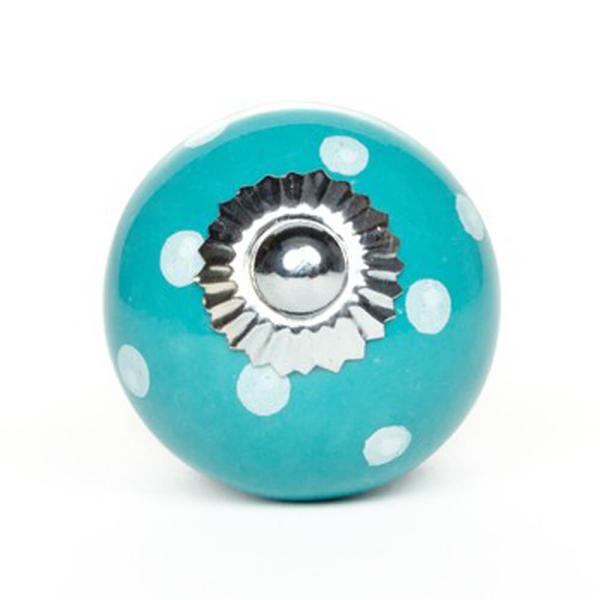 Pomello Grande in Ceramica Tiffany a Pois Bianchi - Decochic