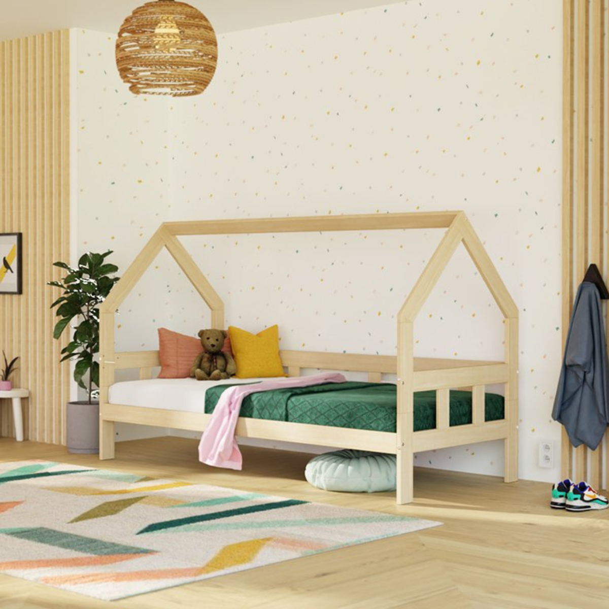 Lettino a Casetta per Bambini FENCE Benlemi -Più Colori e Misure Dispo –  Decochic