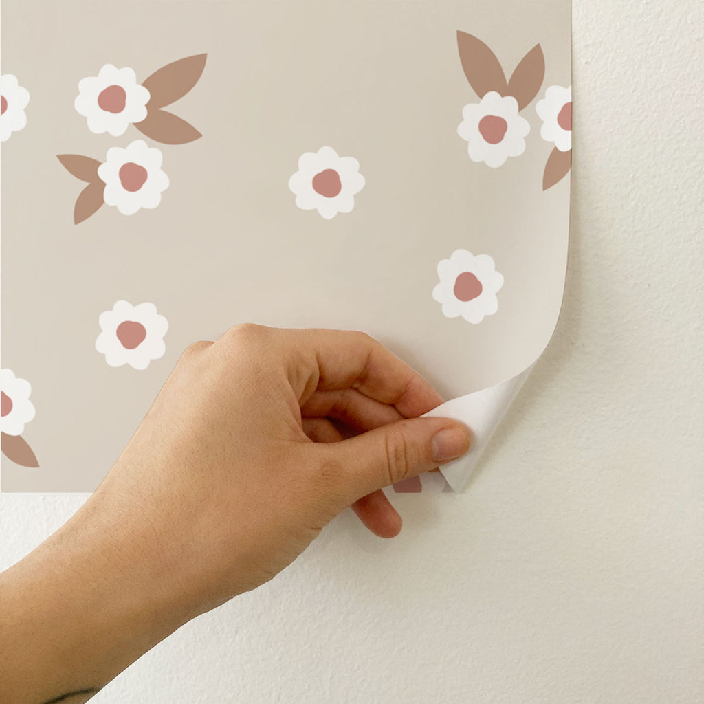 Carta Adesiva Beige Floral - Decochic