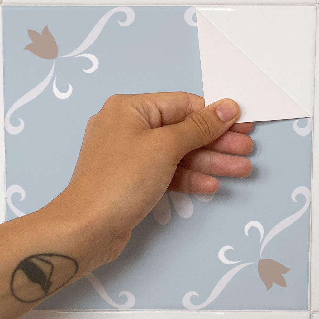 Adesivi per Piastrelle Mattonelle Vintage Blu e Tortora-Più Misure Disponibili - Decochic