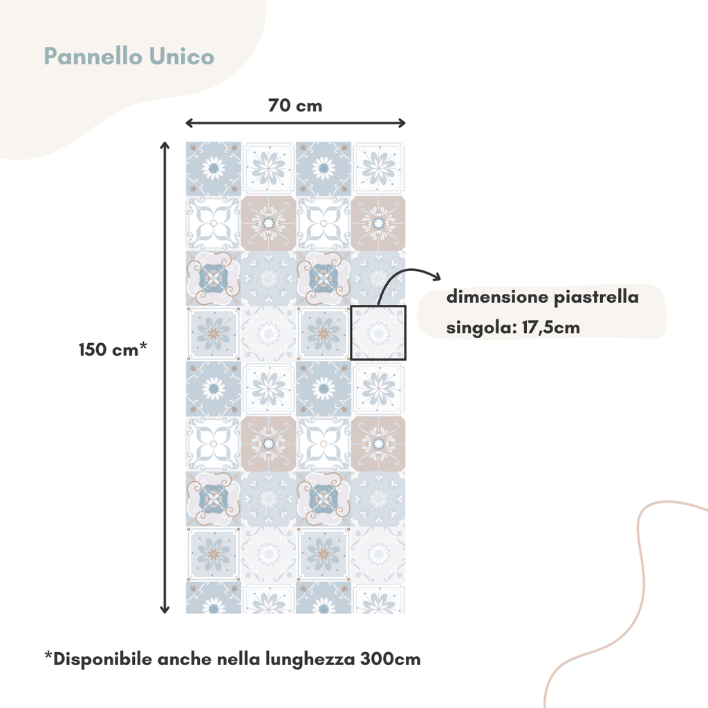 Adesivi per Piastrelle da Pavimenti Mattonelle Vintage Blu & Tortora-Più Misure Disponibili - Decochic