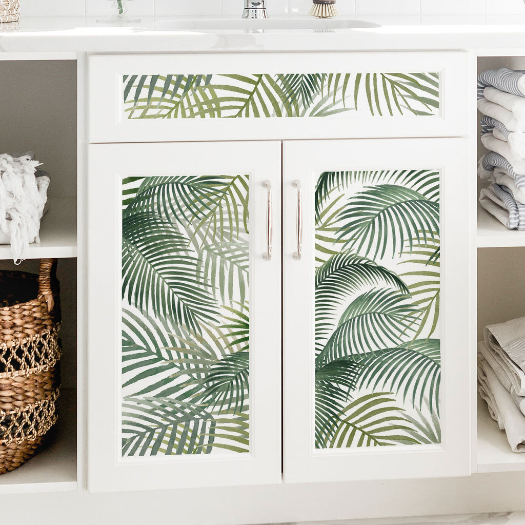 Carta da parati adesiva in vinile tropical acquerello verde 50x300 cm-Decochic - Decochic