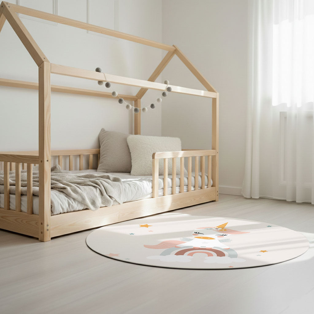 Tappeto Bambini VIMODA Con Cuori, Stelle E Luna – Turchese, 120x170 Cm, Morbido Velluto, Adatto Per Cameretta