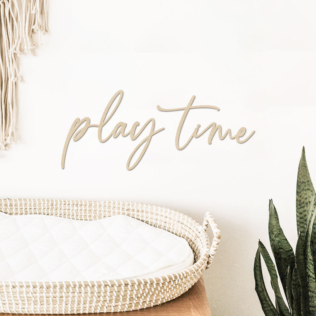 Scritta Play Time in Legno - Più Font Disponibili - Decochic