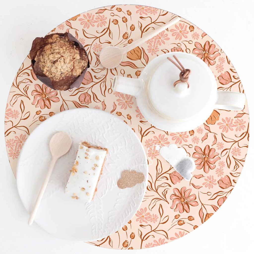 Set di 4 tovagliette rotonde in PVC con nappe, sottobicchieri Set di 4 tovagliette rotonde in PVC con nappe, sottobicchieri