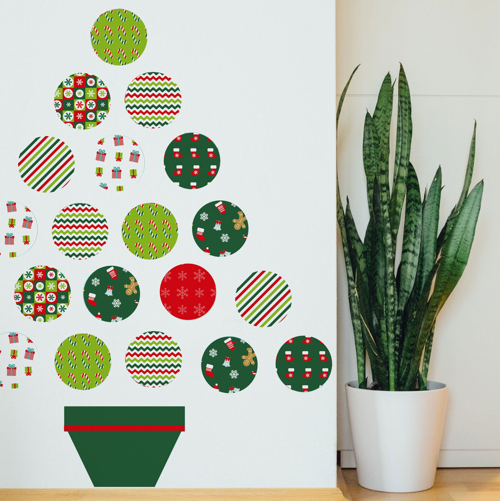 Stickers Adesivi Albero di Natale Verde e Rosso - Decochic