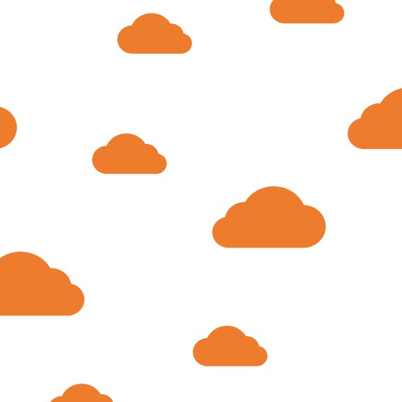 Nuvole Arancio Fondo Bianco TESSUTO Adesivo 50x136,5 cm - Decochic