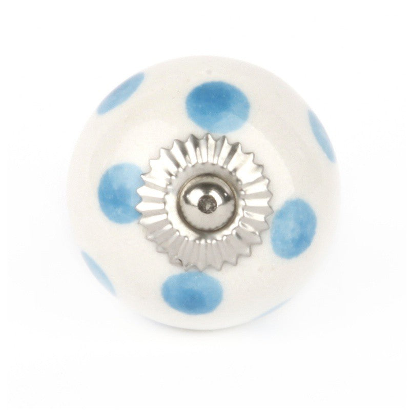 Pomello in Ceramica Bianco a Pois Azzurri - Decochic