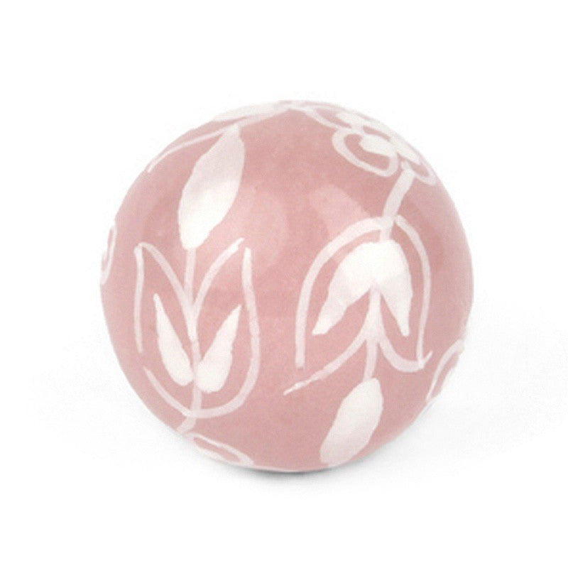Pomello in Ceramica Rosa a Fiori Bianchi - Decochic