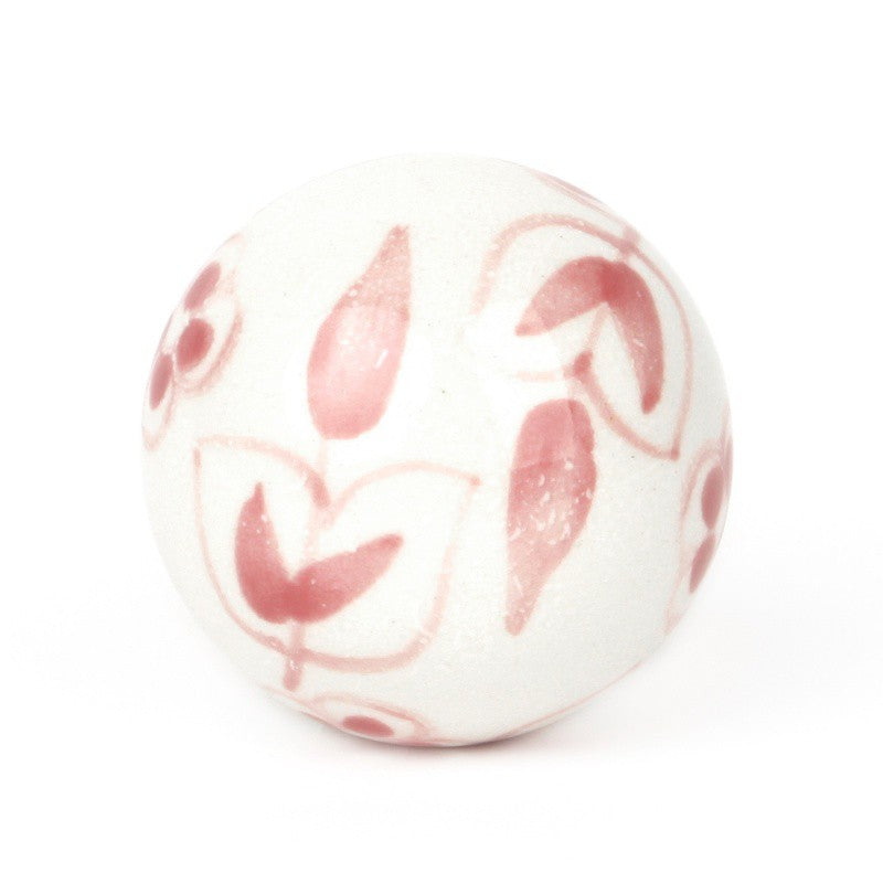 Pomello in Ceramica Bianco a Fiori Rosa - Decochic