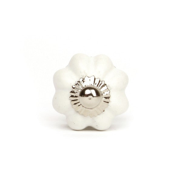 Pomello Piccolo in Ceramica Fiore Bianco - Decochic