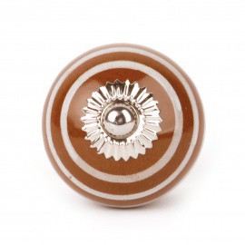 Pomello in Ceramica Marrone a Righe Bianche - Decochic