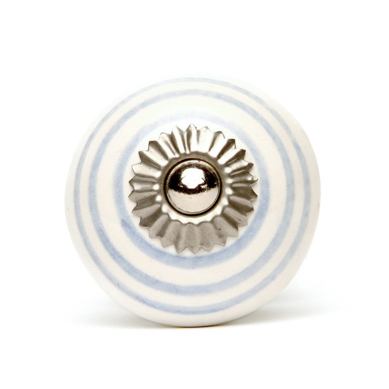 Pomello in Ceramica Bianco a Righe Lilla - Decochic