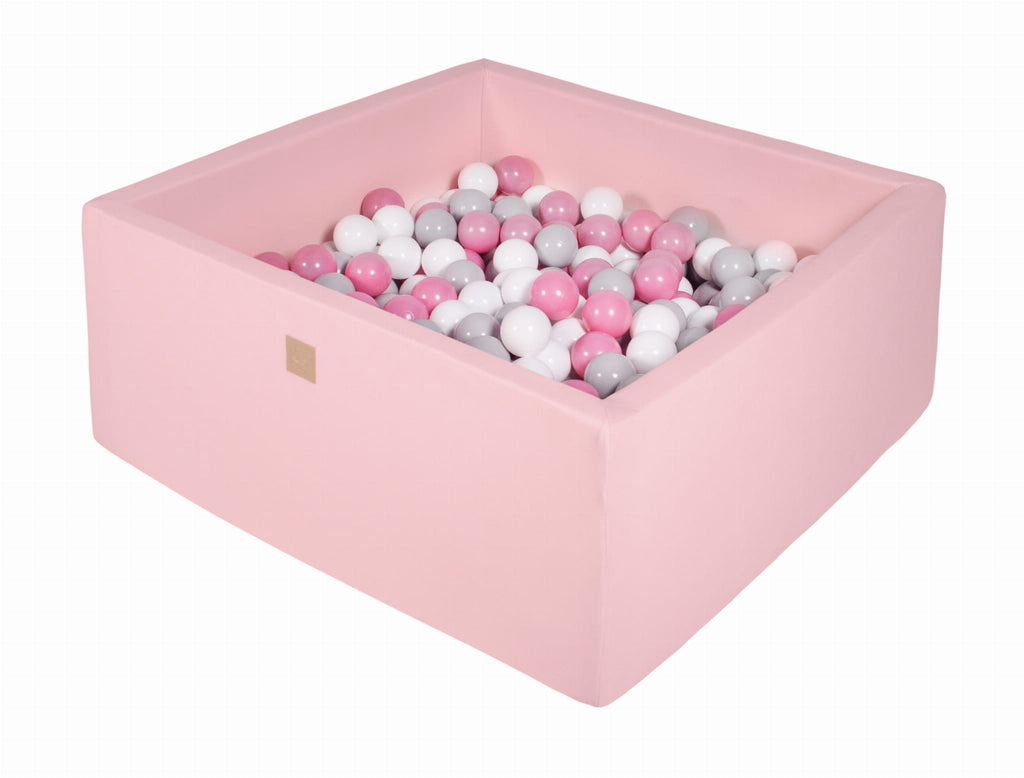 Piscina Quadrata Rosa con Palline bianche, grigio e rosa MeowBaby - Decochic