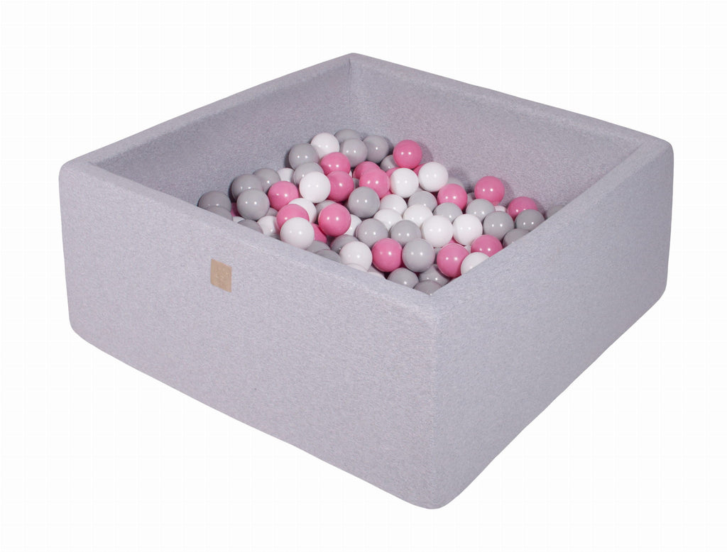 Piscina Quadrata con Palline grigio, bianco e rosa MeowBaby - Decochic
