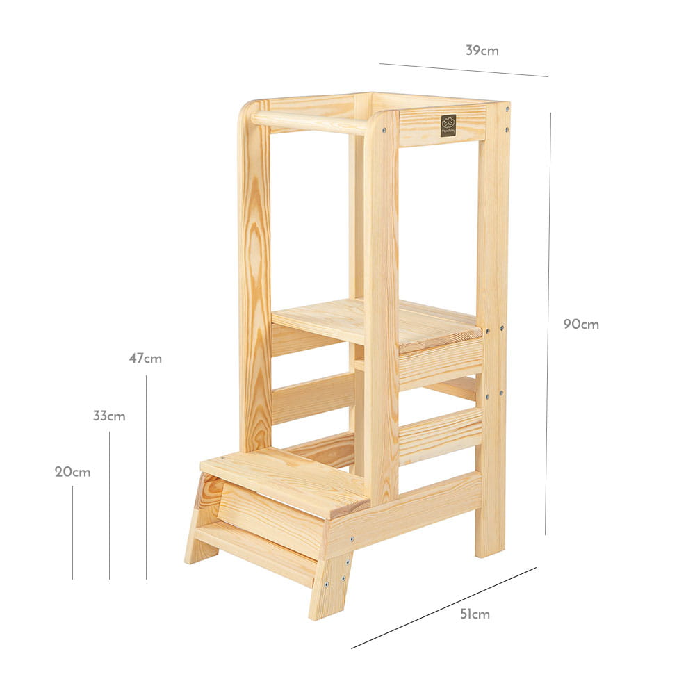 Torre di Apprendimento Montessori 3in1 Verde Laccata con Lavagna Torre di Apprendimento Montessori 3in1 Verde Laccata con Lavagna