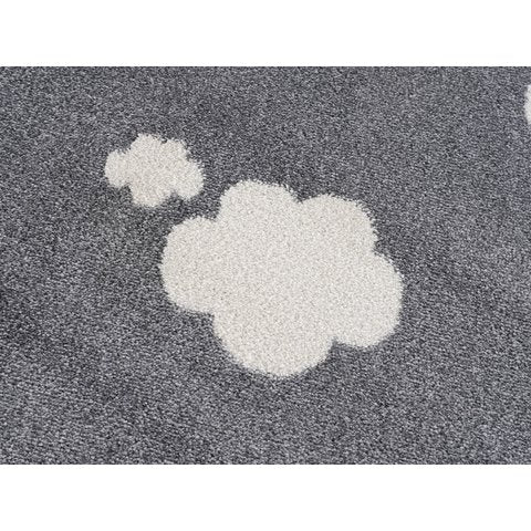 Tappeto Per Neonati Tondo Grigio con Nuvole Bianche - Decochic