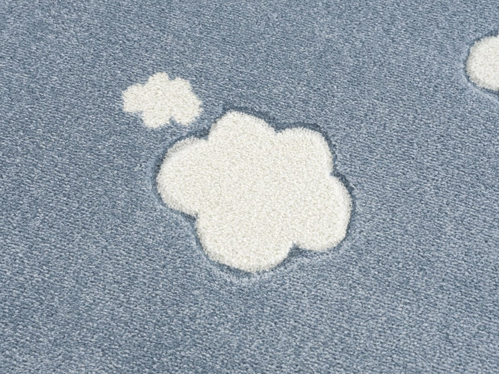 Tappeto Azzurro Scuro a Nuvole Bianche - Decochic