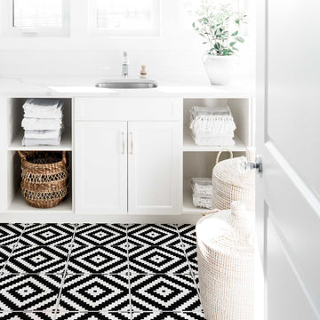 Pavimento PVC Adesivo Marmo Bianco E Oro | 16 Piastrelle 30x30 Cm | Impermeabile Per Bagno E Cucina - Foto 3